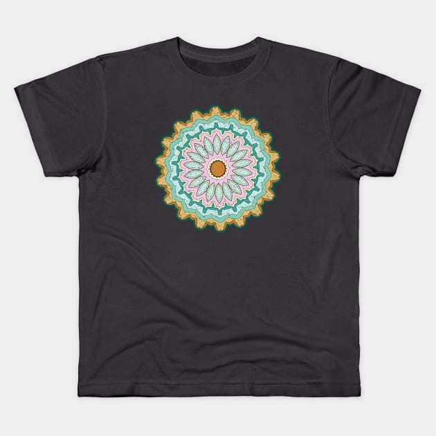 vintage decorative Mandala art Sunflower historical indian repeated pattern Kids T-Shirt by Vector Pro